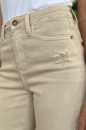 Judy Blue Full Size High Waist Distressed Wide Leg Jeans - Teresa's Fashionista LLC
