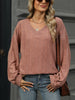 V-Neck Long Sleeve T-Shirt-Teresa's Fashionista LLC