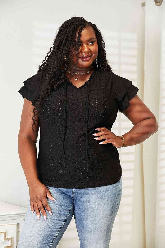 Flutter Sleeve Top-Teresa&#39;s Fashionista LLC