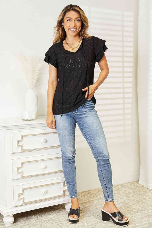 Flutter Sleeve Top-Teresa&#39;s Fashionista LLC