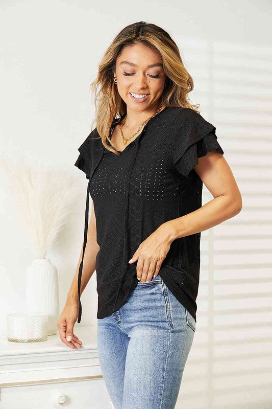Flutter Sleeve Top-Teresa&#39;s Fashionista LLC