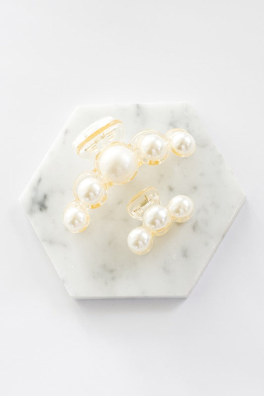 Pearl Hair Claw Clip Set - 2PK - Teresa's Fashionista LLC
