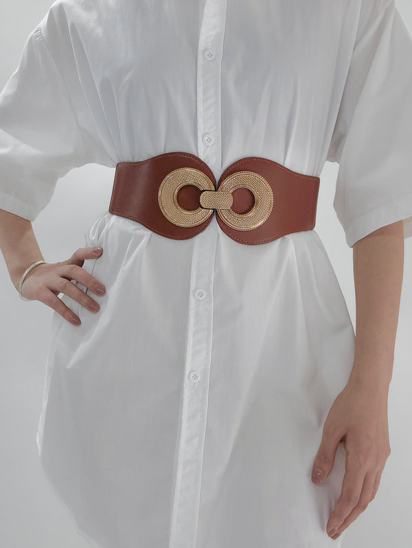 Alloy Buckle Elastic PU Belt-Teresa's Fashionista LLC