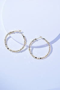 Elegant Alloy Hoop Earrings with Geometric Beads