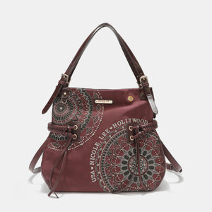 Nicole Lee USA Side Braided Tassel Inlaid Rhinestone Embroidery Hobo Bag-Teresa's Fashionista LLC