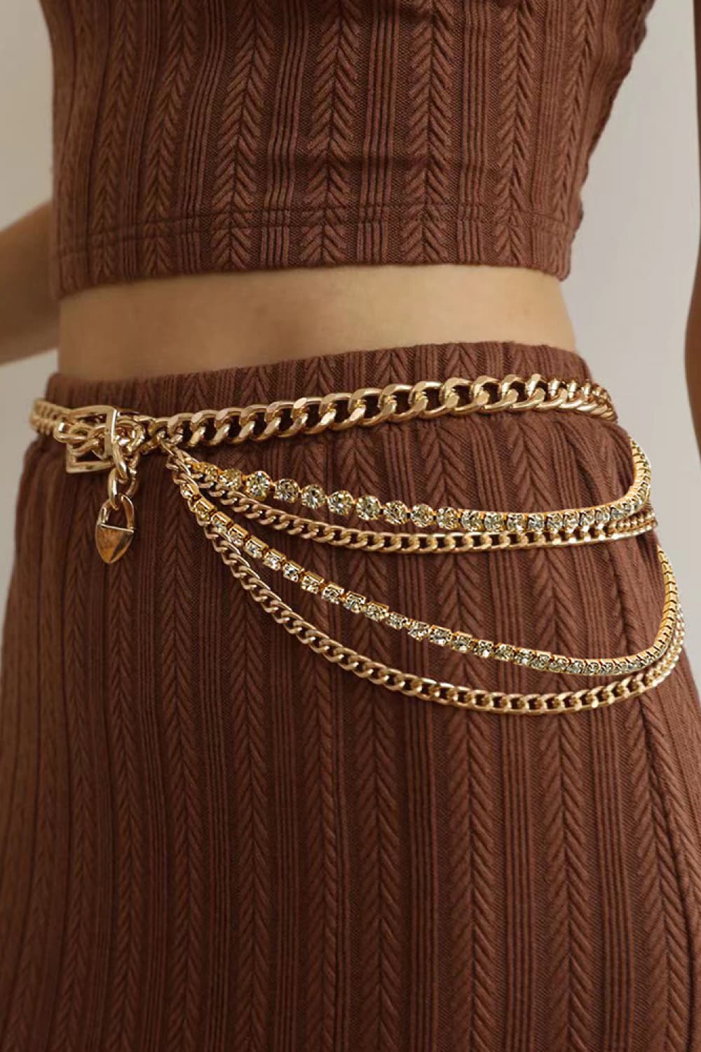 Rhinestone Decor Metal Chain Belt-Teresa's Fashionista LLC