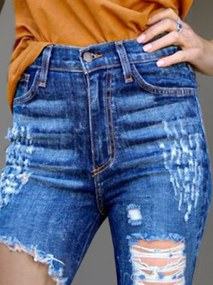 Raw Hem Distressed Bootcut Jeans-Teresa's Fashionista LLC