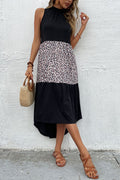 Leopard Contrast Sleeveless Maxi Dress-Teresa's Fashionista LLC