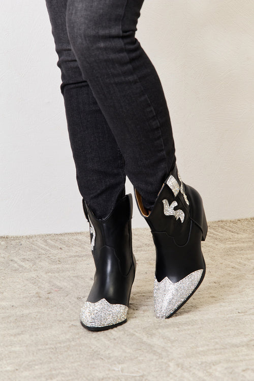 East Lion Corp Rhinestone Pointed Boots-Teresa's Fashionista LLC
