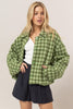 HYFVE Tweed Plaid Button Up Collared Neck Jacket - Teresa's Fashionista LLC