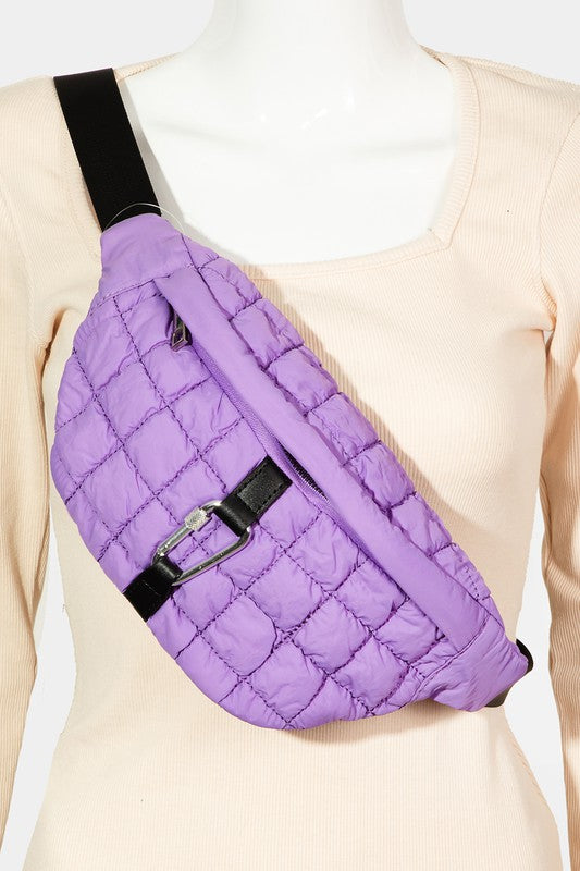 Fame Carabiner Bubble Texture Quilted Sling Bag - Teresa's Fashionista LLC