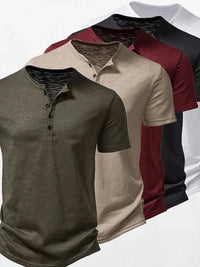 Men's Full Size Button Detail Short Sleeve Polo Plus Size