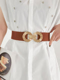 Geometric Buckle Elastic Wide Belt-Teresa's Fashionista LLC