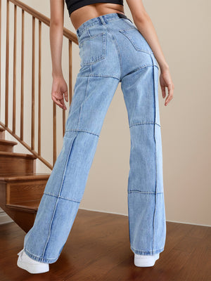 High Waist Straight Jeans with Pockets-Teresa's Fashionista LLC