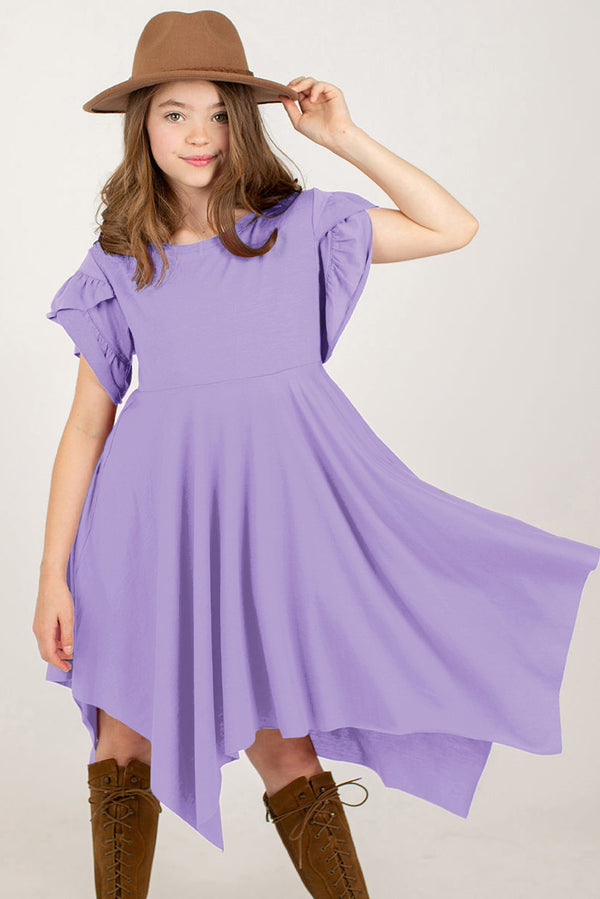 Round Neck Petal Sleeve Dress-Teresa's Fashionista LLC