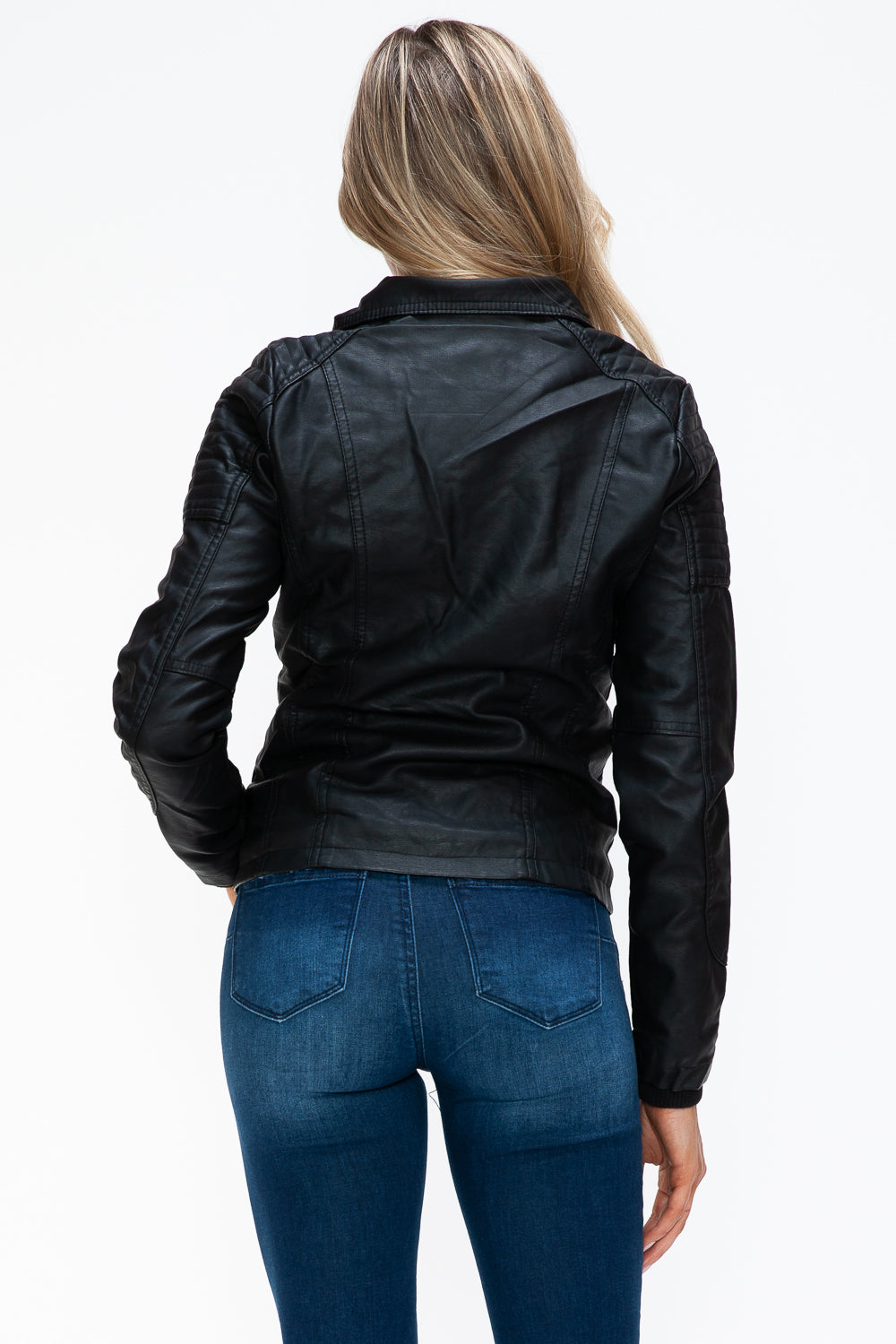 YMI Removable Faux Layered Multi-Pocket Jacket with Fuzzy Hood - Teresa's Fashionista LLC