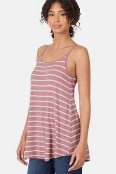 Zenana Striped Curved Hem Cami-Teresa's Fashionista LLC
