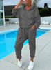 Women's Solid Color Hooded Sweatshirt Two-piece Set - Teresa's Fashionista LLC