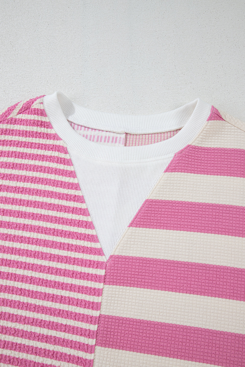 High-Low Striped Round Neck Short Sleeve T-Shirt - Teresa's Fashionista LLC