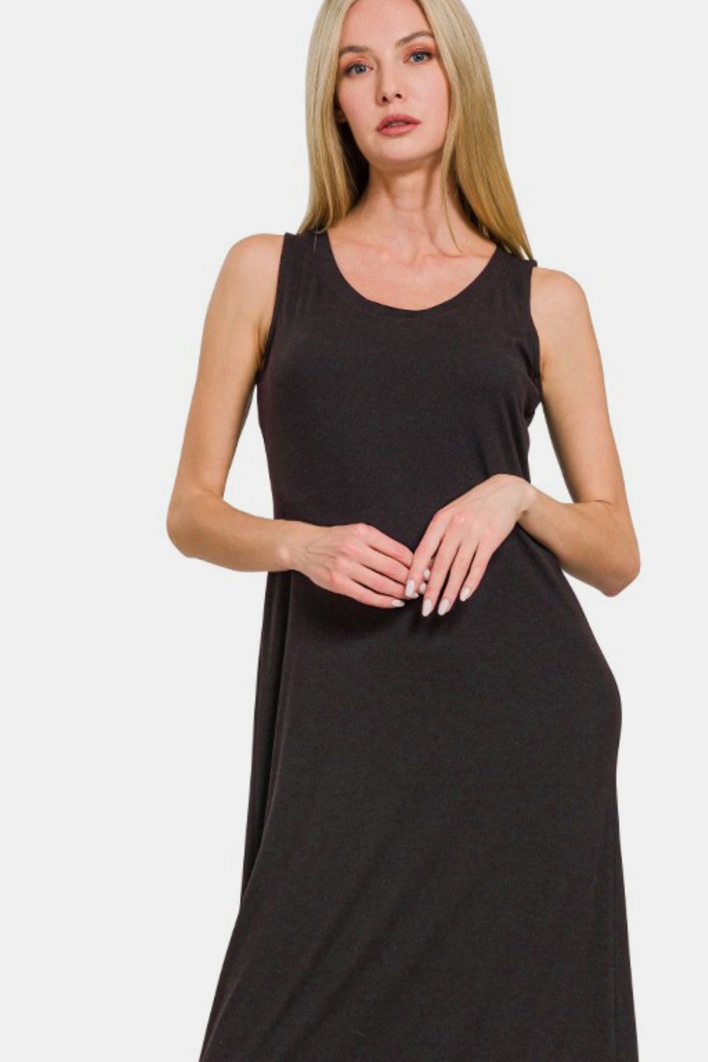 Zenana Scoop Neck Wide Strap Tank Dress - Teresa's Fashionista LLC