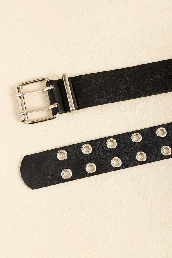PU Leather Two Row Eyelet Belt-Teresa's Fashionista LLC