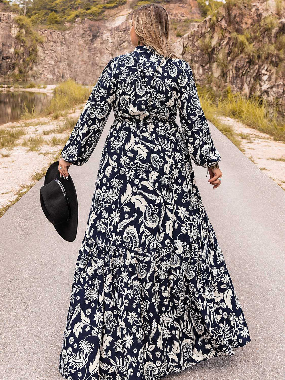 Plus Size Long Sleeve Maxi Dress-Teresa's Fashionista LLC