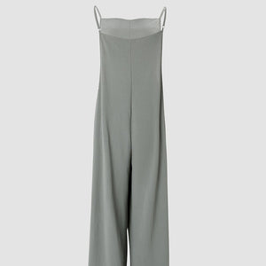 Women's Sleeveless Jumpsuit With Pockets And Adjustable Shoulder Strap Fashion Loose Wide Leg Straight Overalls Summer Beach Trousers - Teresa's Fashionista LLC