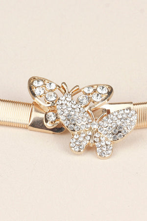 Rhinestone Butterfly Elastic Metal Belt-Teresa's Fashionista LLC