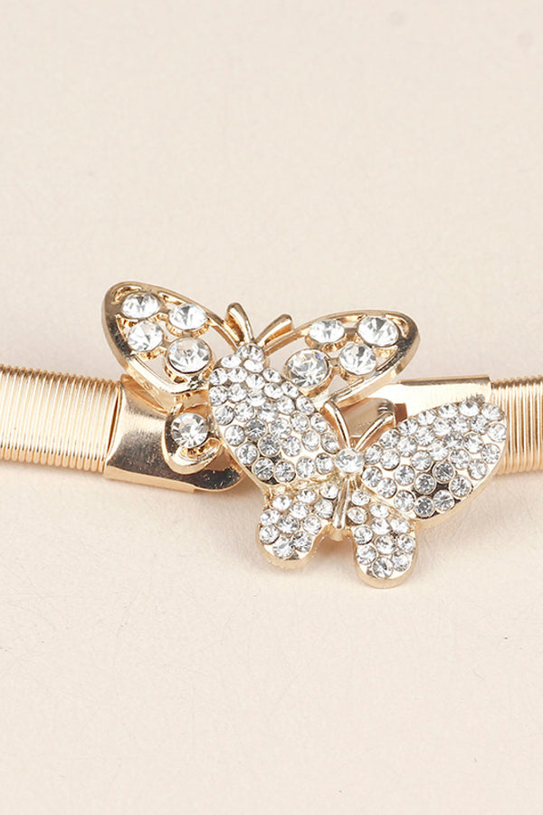 Rhinestone Butterfly Elastic Metal Belt-Teresa's Fashionista LLC