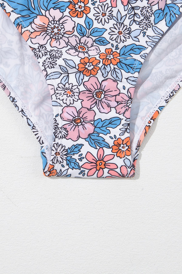 Drawstring Printed Wide Strap Swim Dress-Teresa's Fashionista LLC
