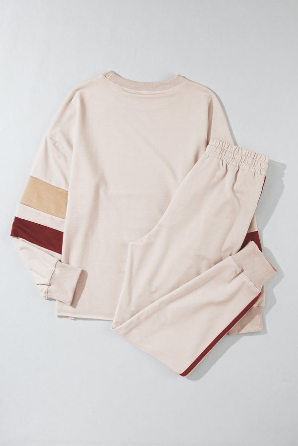 Striped Round Neck Sweatshirt and Drawstring Joggers Set-Teresa's Fashionista LLC