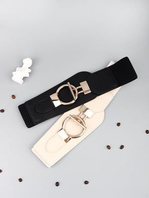 PU Elastic Wide Belt with Alloy Buckle-Teresa's Fashionista LLC