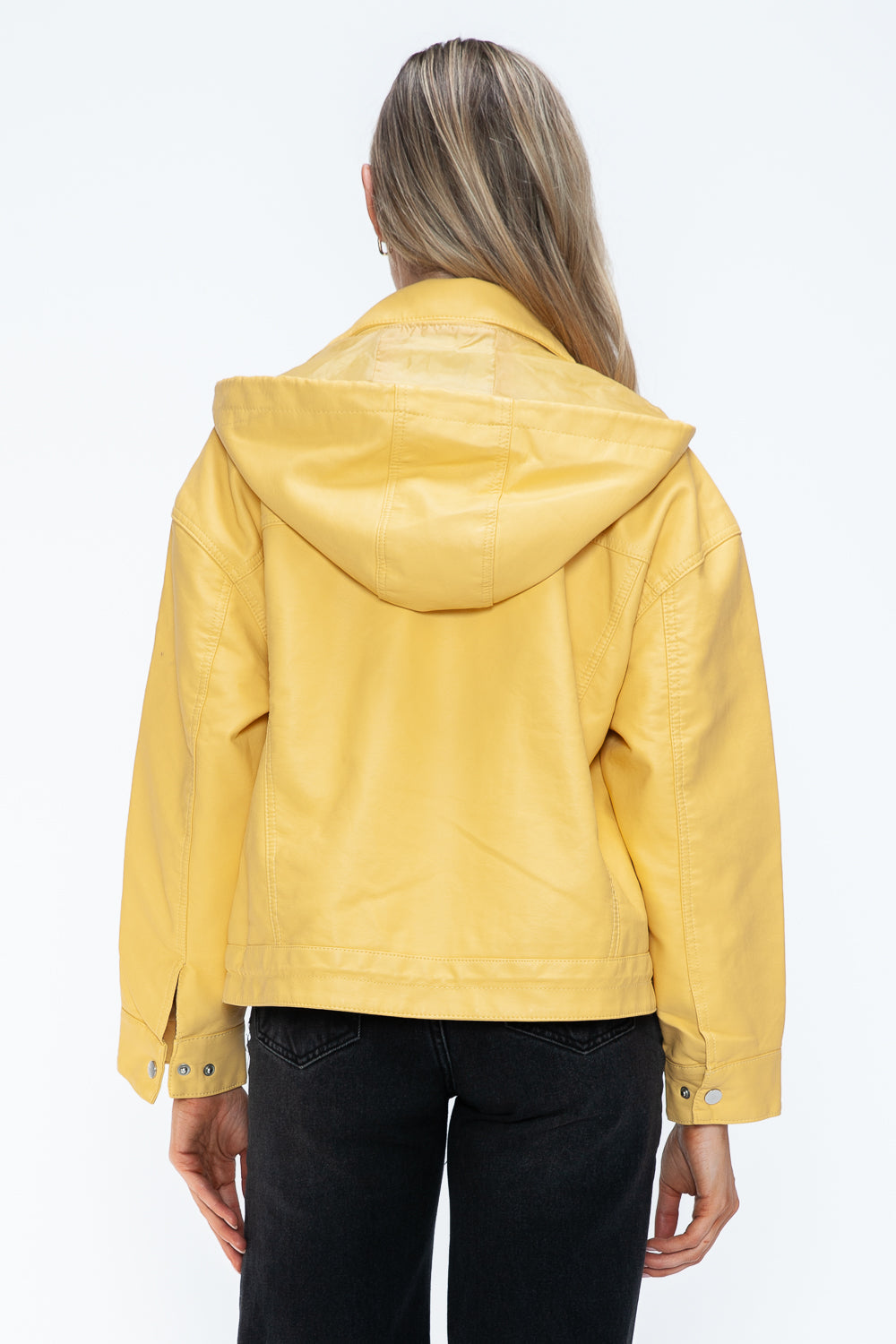 How Dare U Drawstring Hem PU Leather Zip Up Jacket - Teresa's Fashionista LLC
