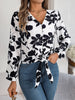 Printed V-Neck Long Sleeve Blouse-Teresa's Fashionista LLC