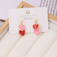 Sweet Doubl Heart Drop Earrings