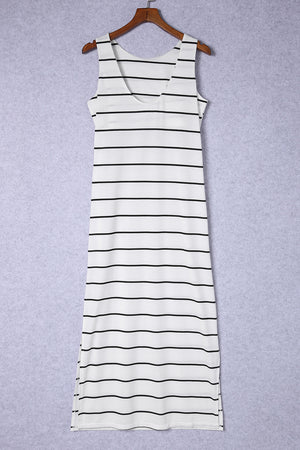 Striped Slit Sleeveless Maxi Dress-Teresa's Fashionista LLC