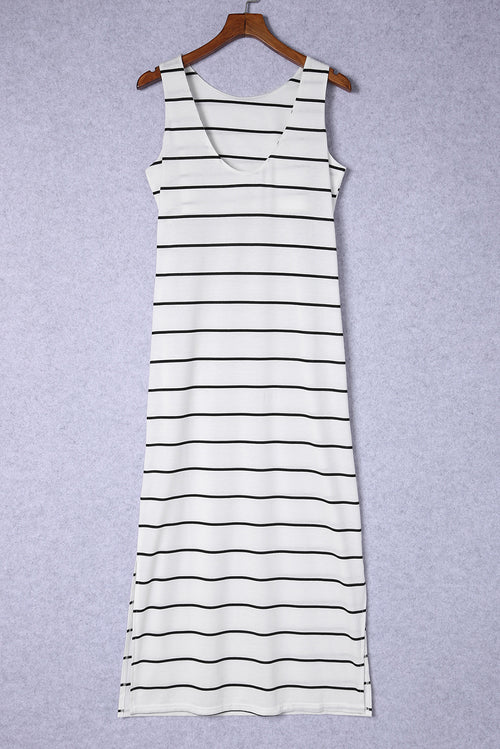 Striped Slit Sleeveless Maxi Dress-Teresa's Fashionista LLC