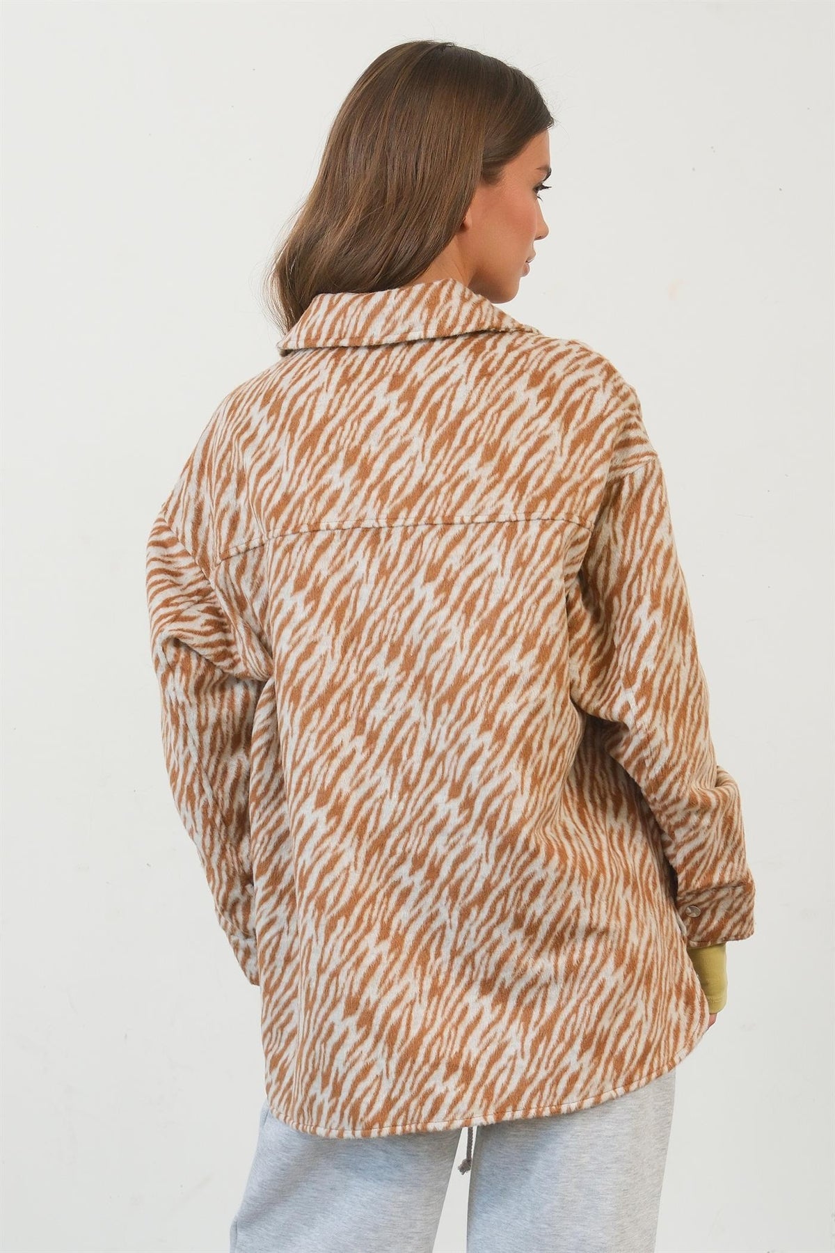 HYFVE Zebra Print Snap Down Long Sleeve Shacket - Teresa's Fashionista LLC