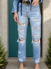 Distressed Straight Jeans with Pockets-Teresa's Fashionista LLC