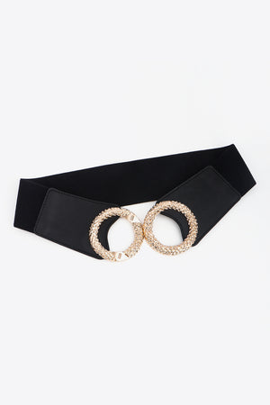 Circle Buckle Elastic Wide PU Belt-Teresa's Fashionista LLC