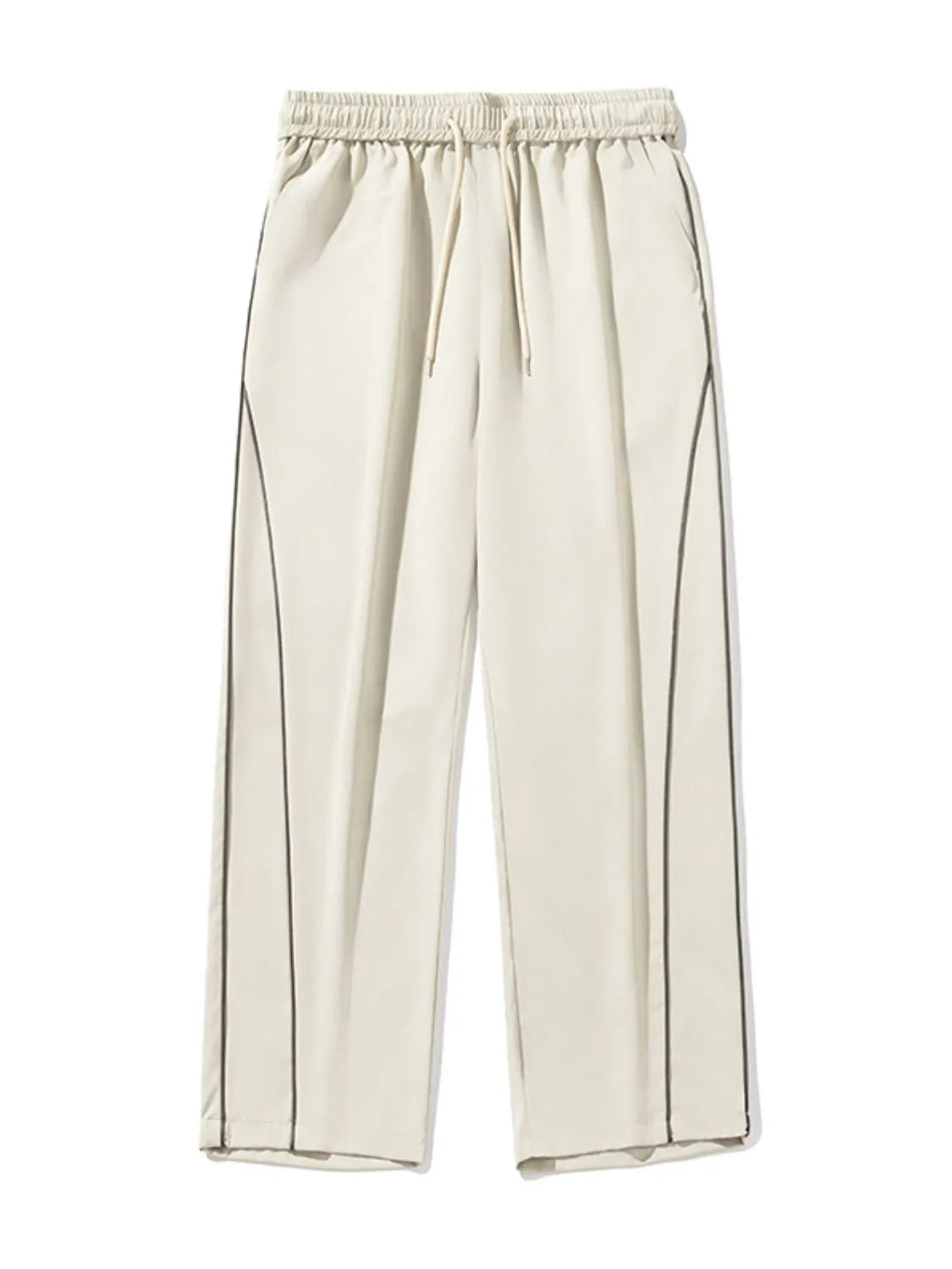Men's contrast straight sweatpants, polyester blend, basic style, machine washable.