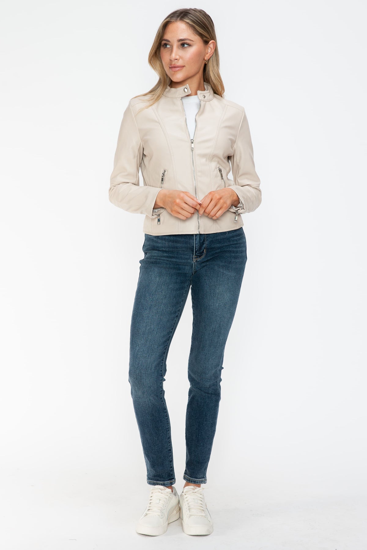 Snobbish PU Leather Zip Up Jacket with Pockets - Teresa's Fashionista LLC