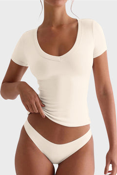 Lovelet Scoop Neck Short Sleeve T-Shirt - Teresa's Fashionista LLC