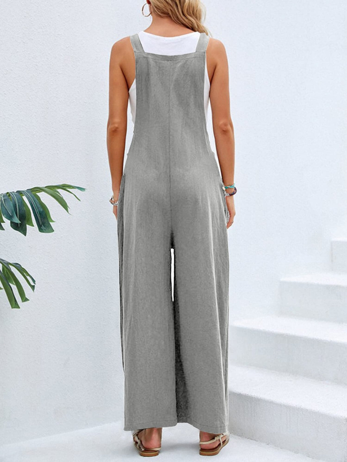 Full Size Square Neck Wide Strap Overalls - Teresa's Fashionista LLC