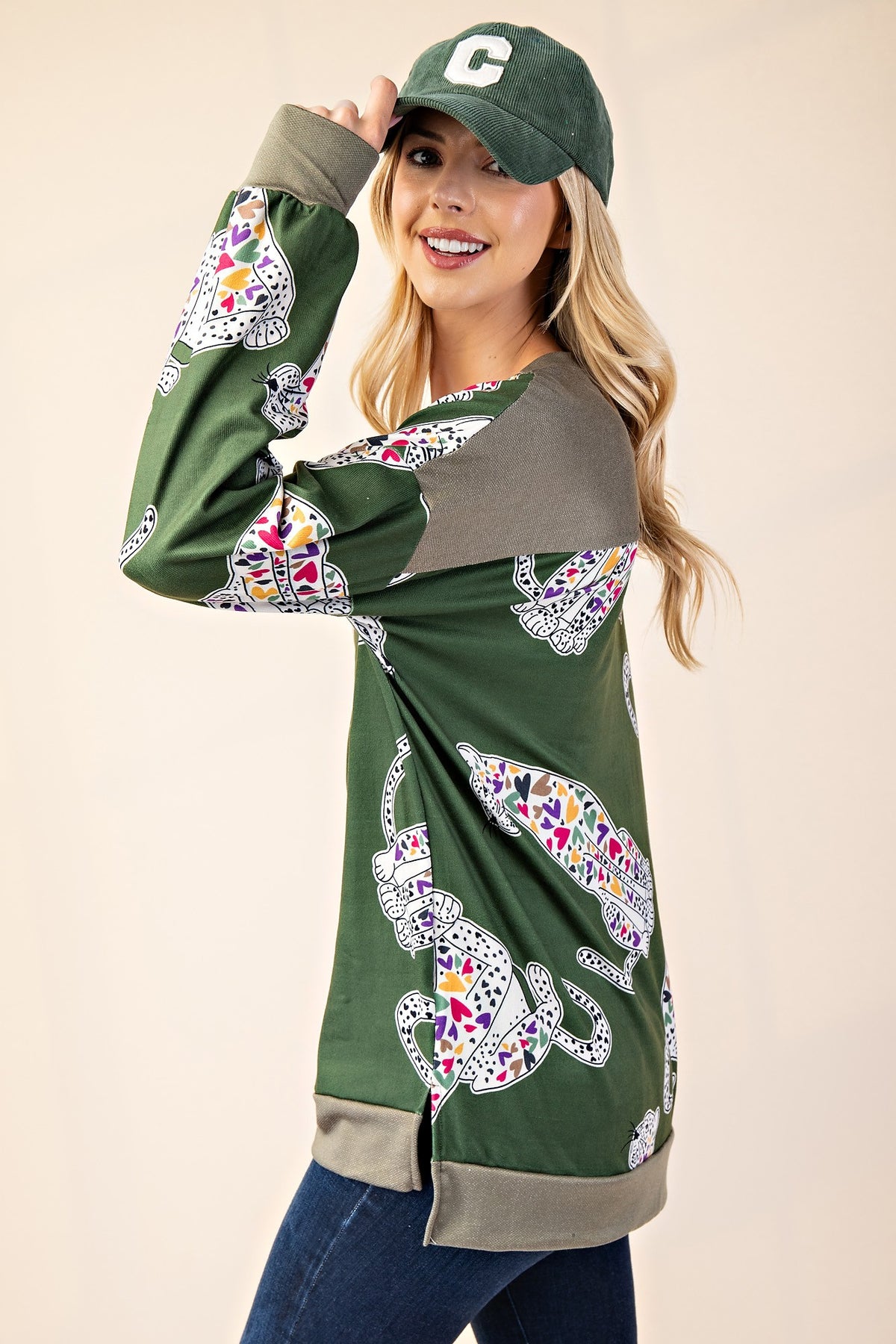 Celeste Full Size Animal Print Contrast Round Neck T-Shirt - Teresa's Fashionista LLC