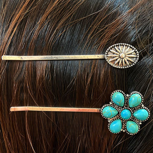 Turquoise Alloy Hairpin - Teresa's Fashionista LLC