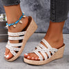 PU Leather Crisscross Wedge Sandals-Teresa's Fashionista LLC