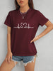 Heart Round Neck Short Sleeve T-Shirt-Teresa's Fashionista LLC