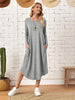 Pocketed Round Neck Long Sleeve Tee Dress-Teresa's Fashionista LLC