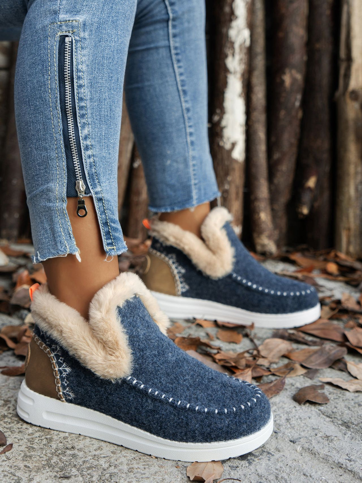 Furry Suede Round Toe Flat Sneakers - Teresa's Fashionista LLC